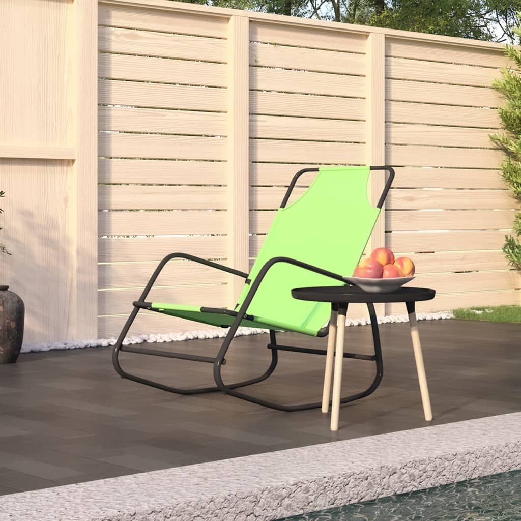 Rocking Sun Lounger Green Steel and Textilene