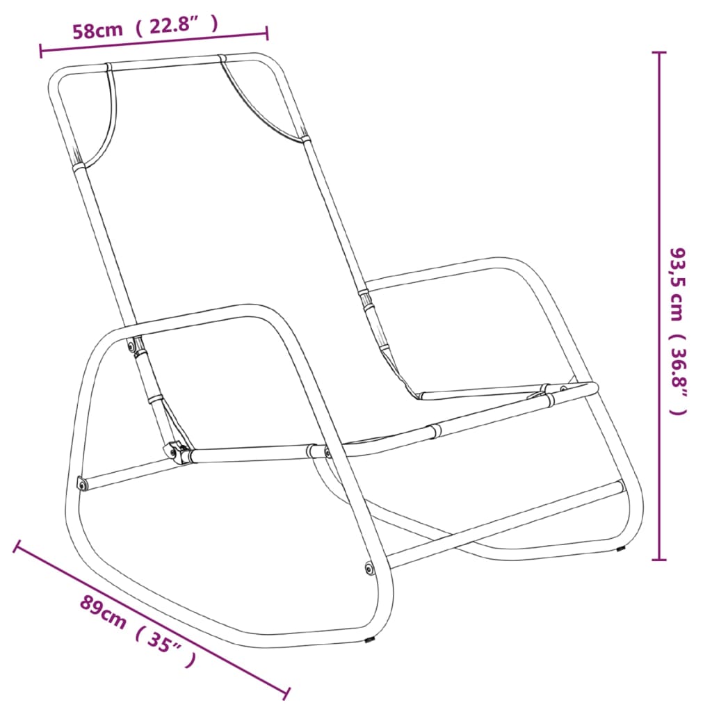 Rocking Sun Loungers 2 pcs Grey Steel and Textilene