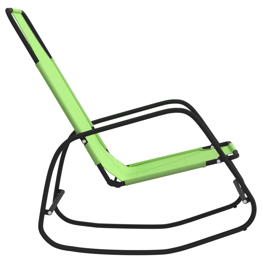 Rocking Sun Loungers 2 pcs Green Steel and Textilene