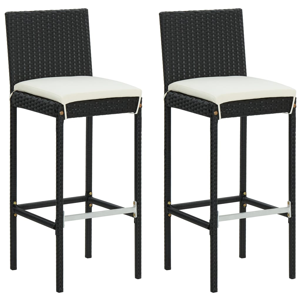 3 Piece Garden Bar Set with Cushions Poly Rattan Black