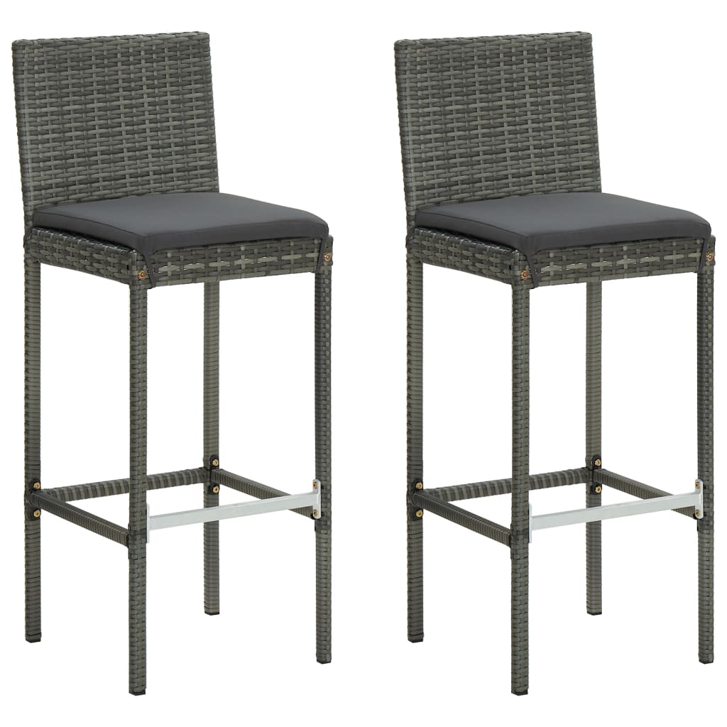 3 Piece Garden Bar Set with Cushions Poly Rattan Grey