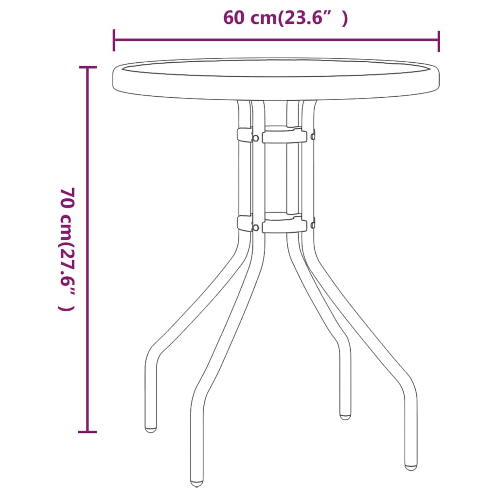 3 Piece Garden Bistro Set Black