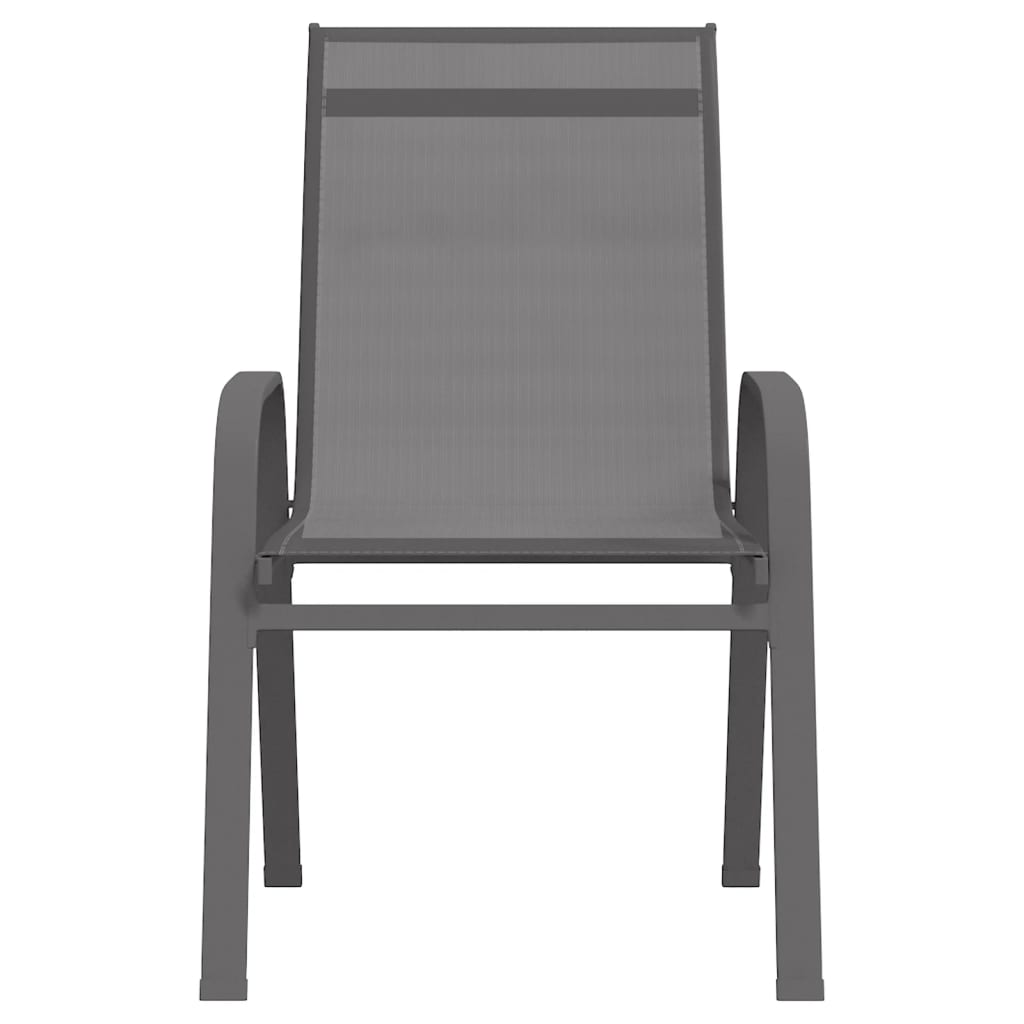 Stackable Garden Chairs 2 pcs Grey Textilene Fabric