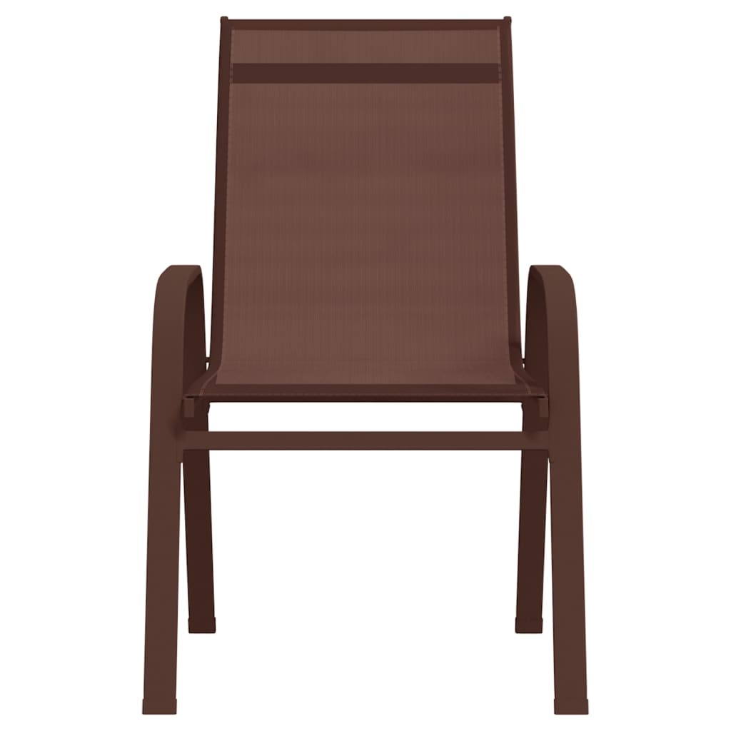 Stackable Garden Chairs 2 pcs Brown Textilene Fabric