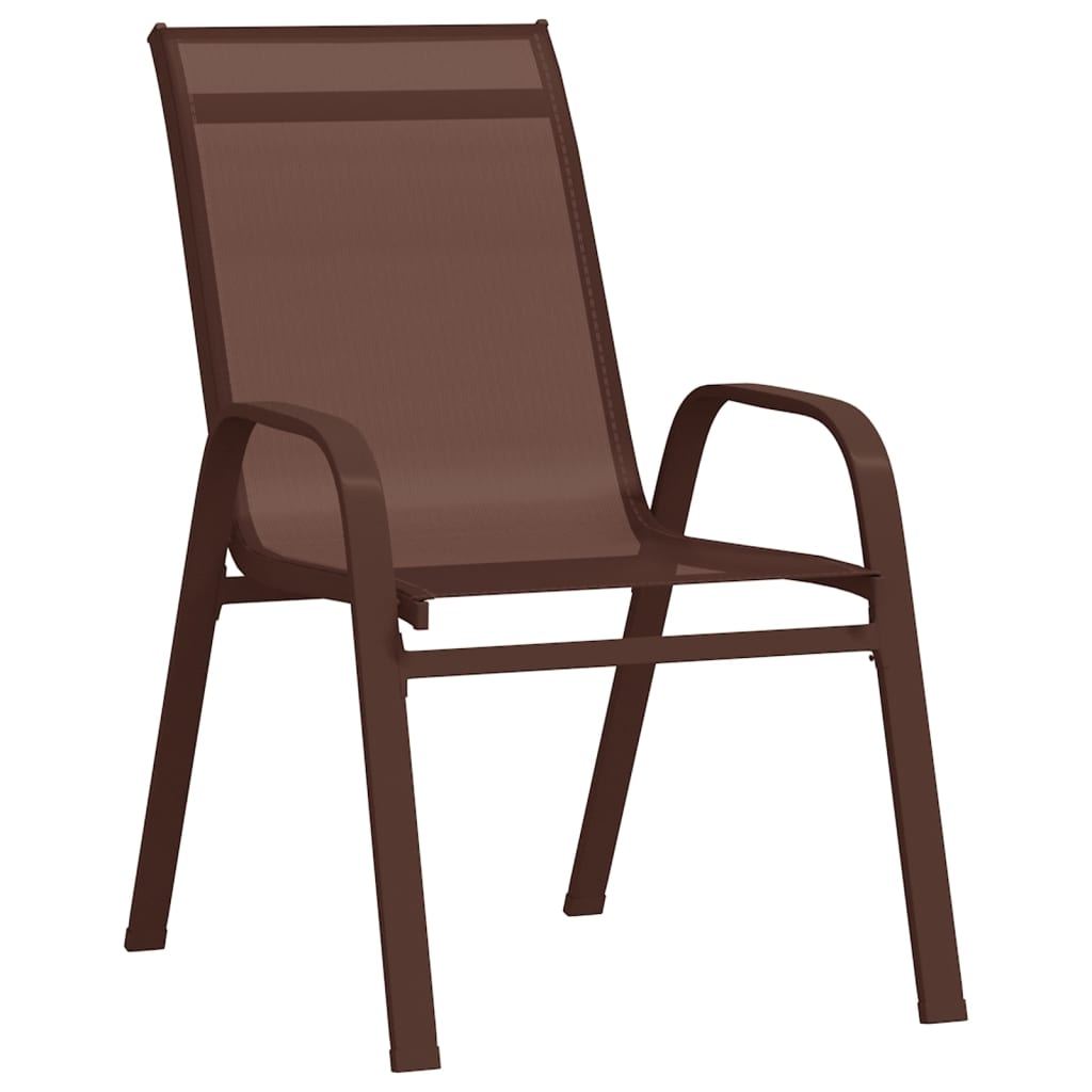 Stackable Garden Chairs 2 pcs Brown Textilene Fabric