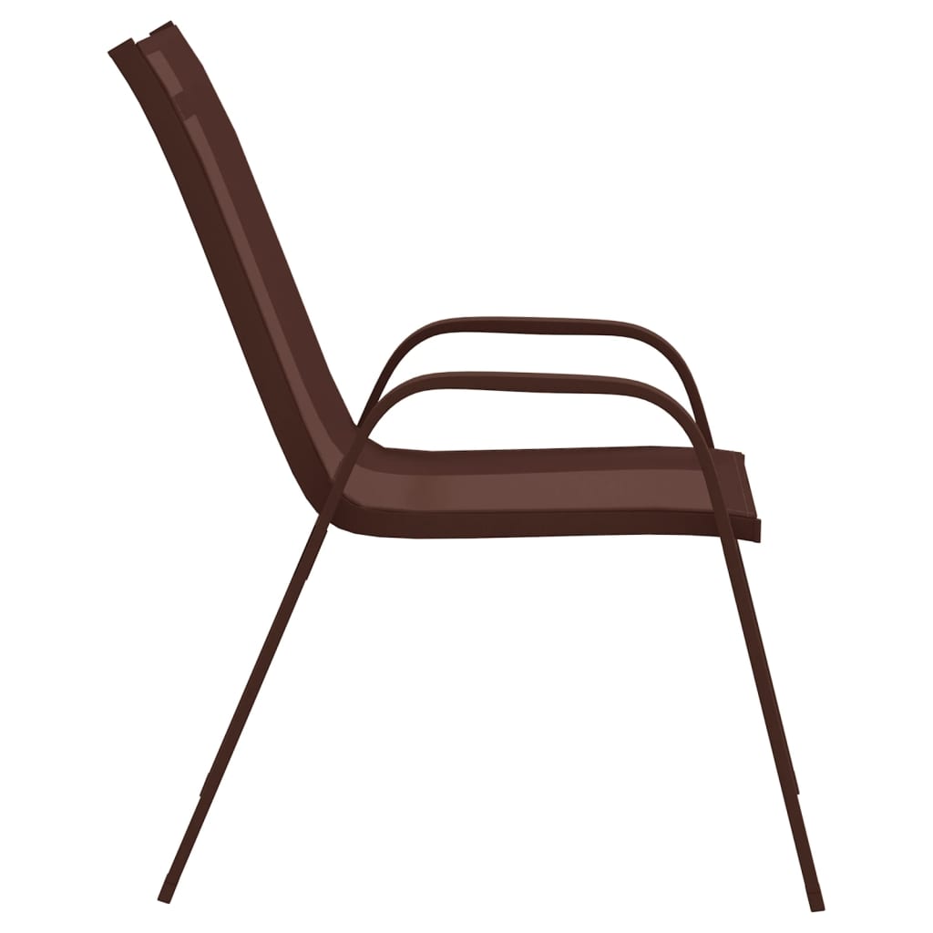 Stackable Garden Chairs 2 pcs Brown Textilene Fabric