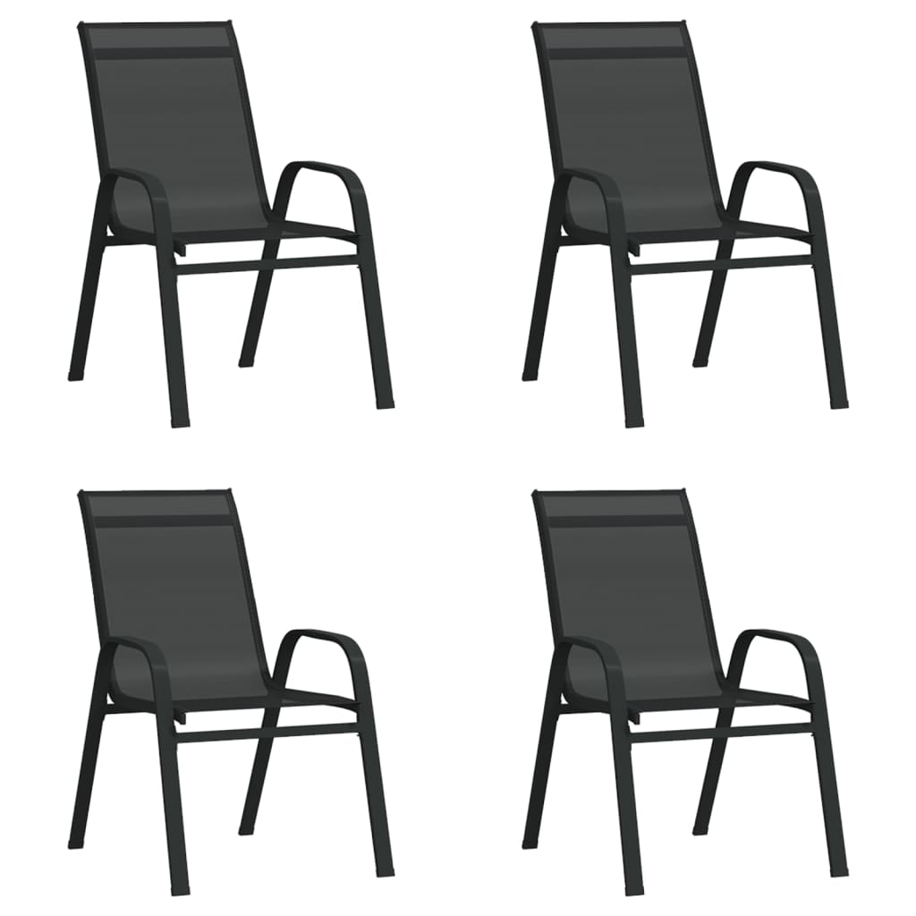 Stackable Garden Chairs 4 pcs Black Textilene Fabric