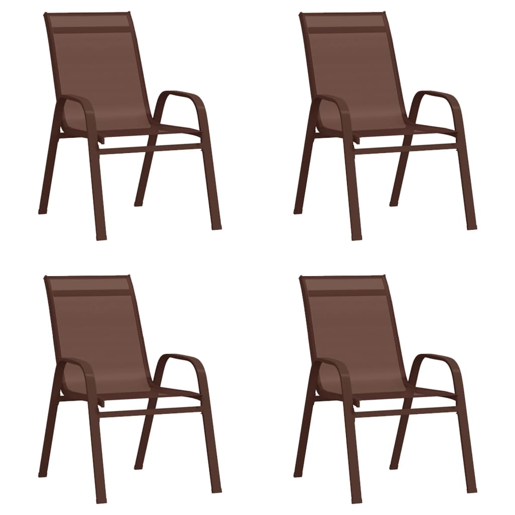 Stackable Garden Chairs 4 pcs Brown Textilene Fabric