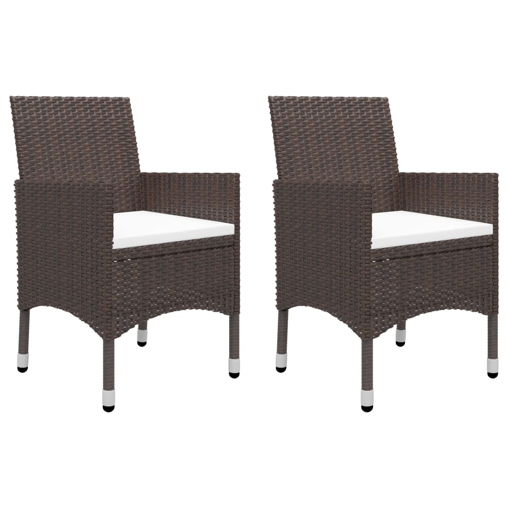 3 Piece Garden Dining Set with Cushions Brown