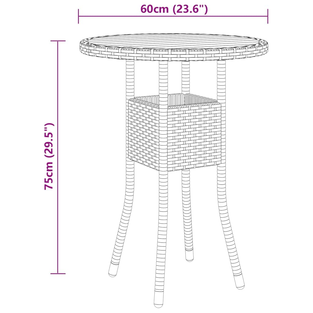 3 Piece Garden Bistro Set Poly Rattan and Solid Wood Black