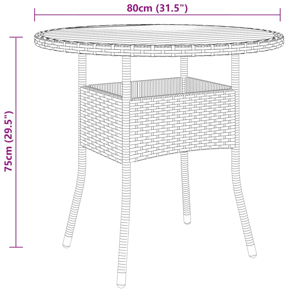 3 Piece Garden Bistro Set Poly Rattan and Solid Wood Black