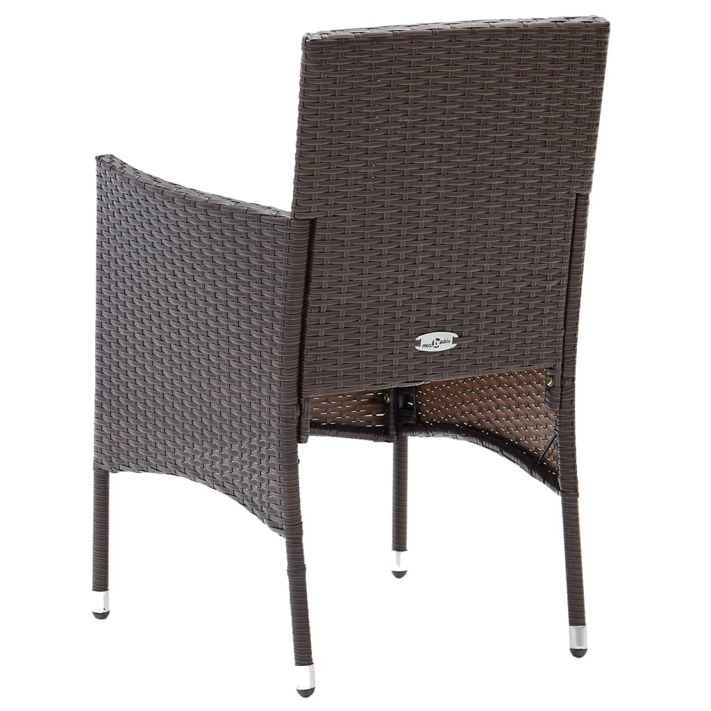 3 Piece Garden Dining Set Poly Rattan and Tempered Glass Brown