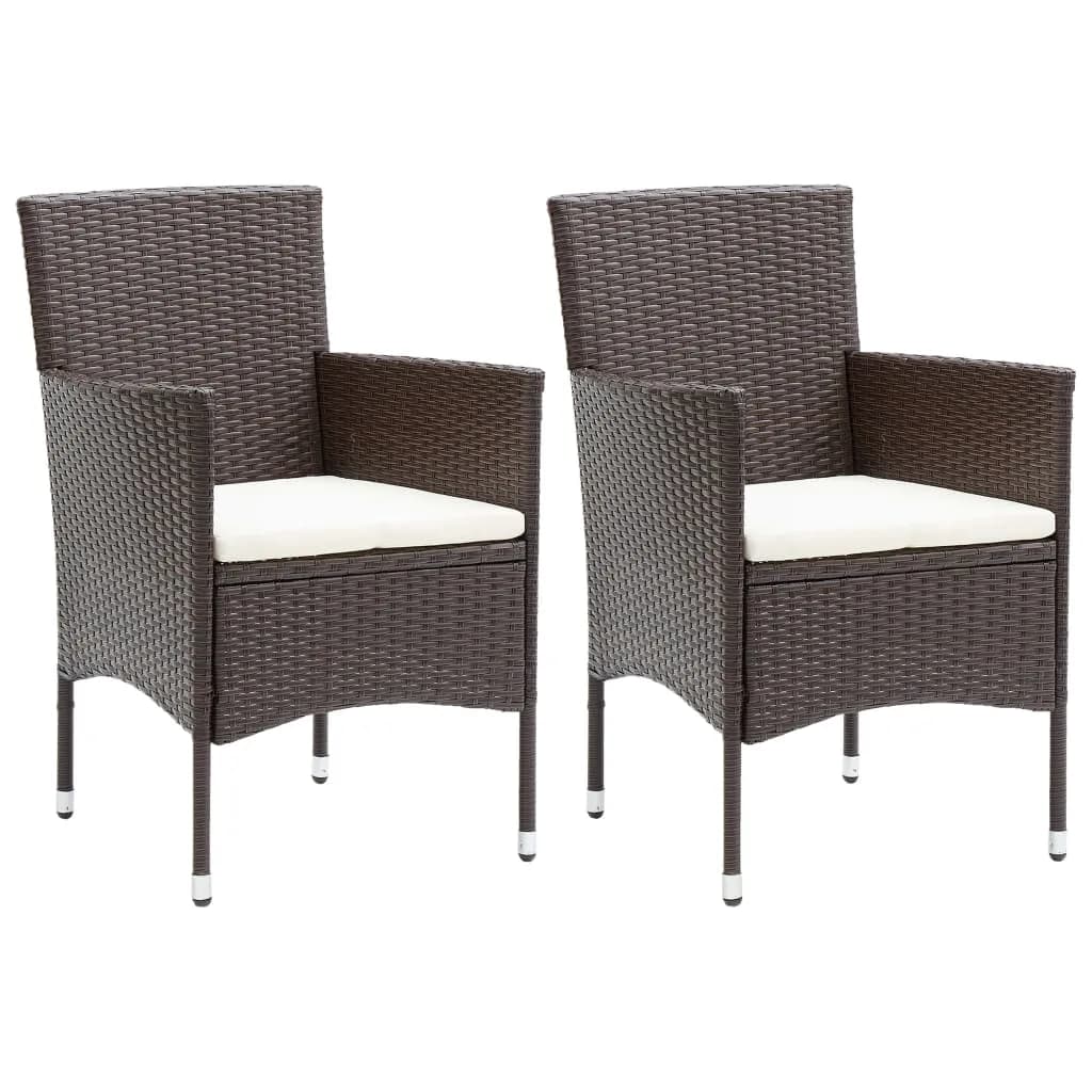 3 Piece Garden Dining Set Poly Rattan and Tempered Glass Brown