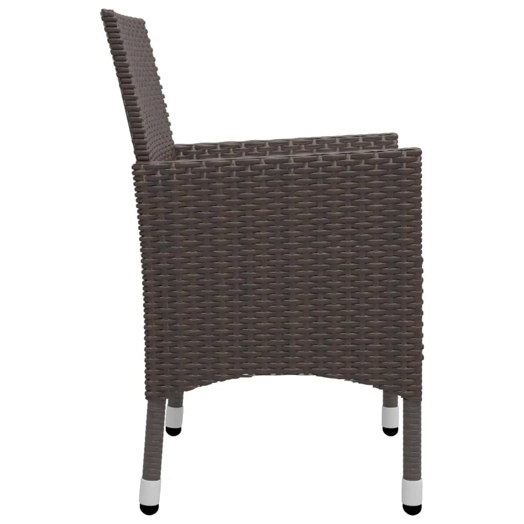 3 Piece Garden Bistro Set Poly Rattan and Tempered Glass Brown