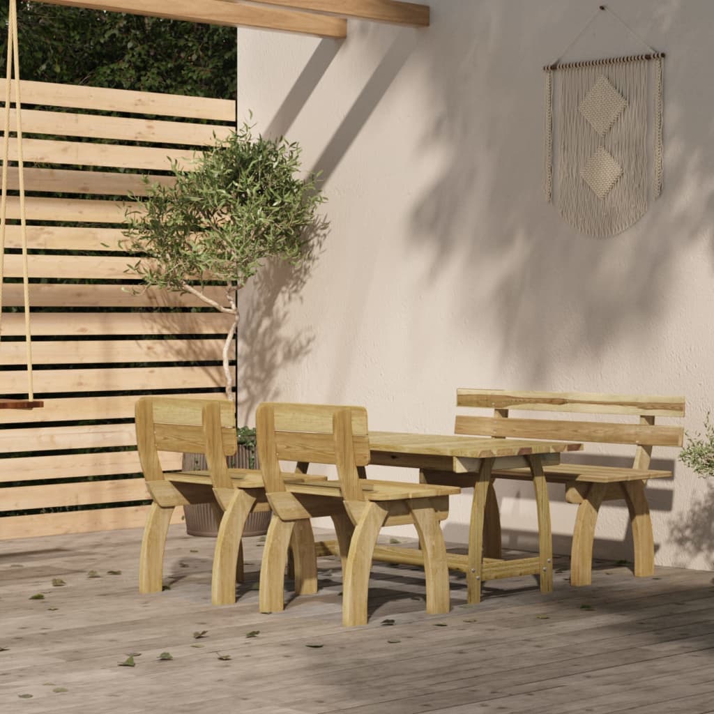 4 Piece Garden Dining Set Impregnated Pinewood