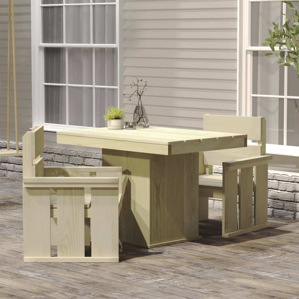 3 Piece Garden Dining Set Impregnated Pinewood