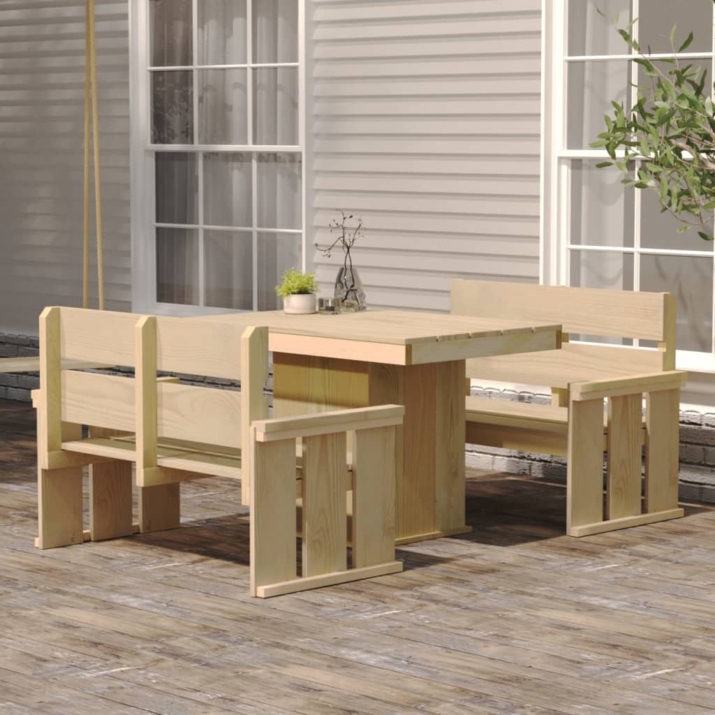 3 Piece Garden Dining Set Impregnated Pinewood