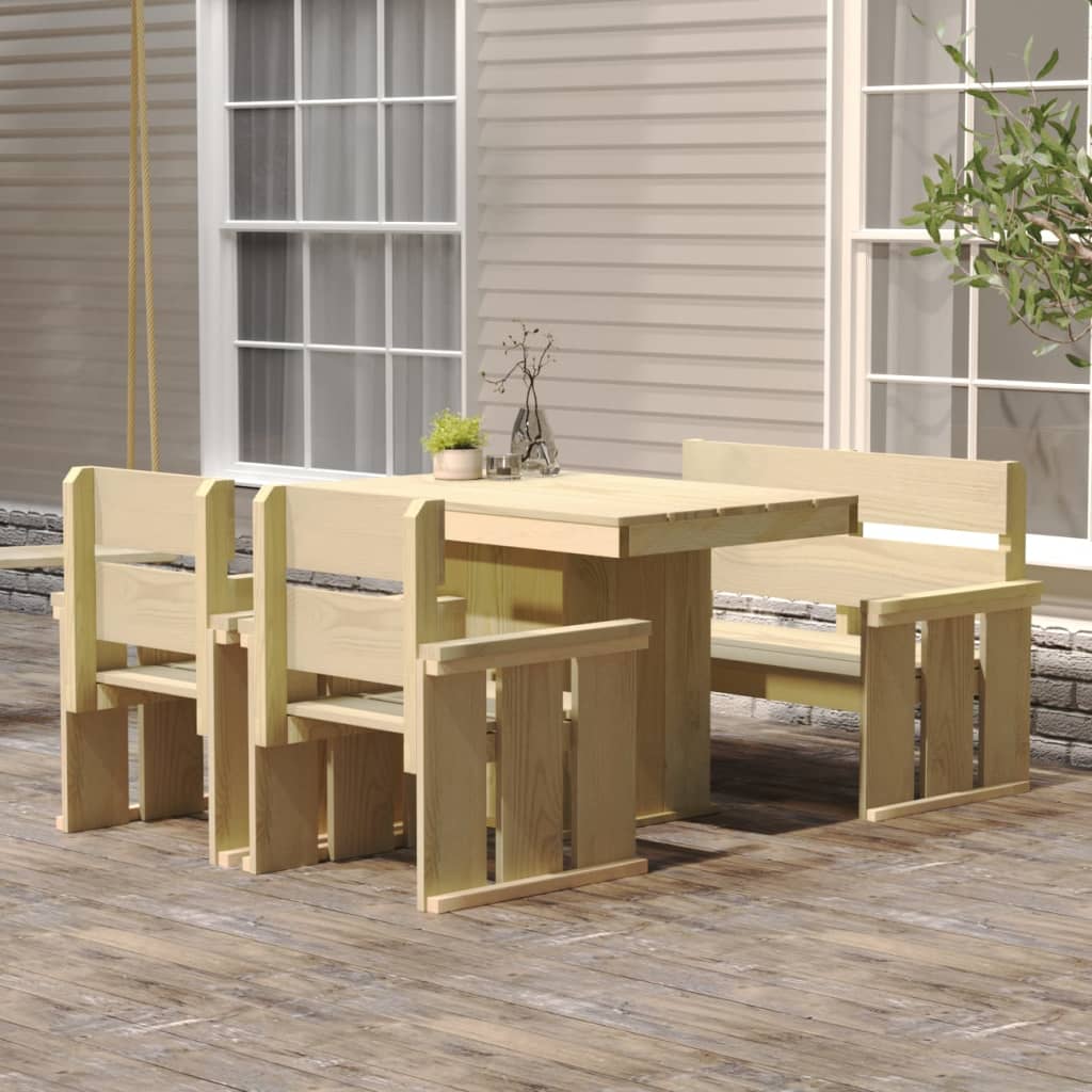 4 Piece Garden Dining Set Impregnated Pinewood