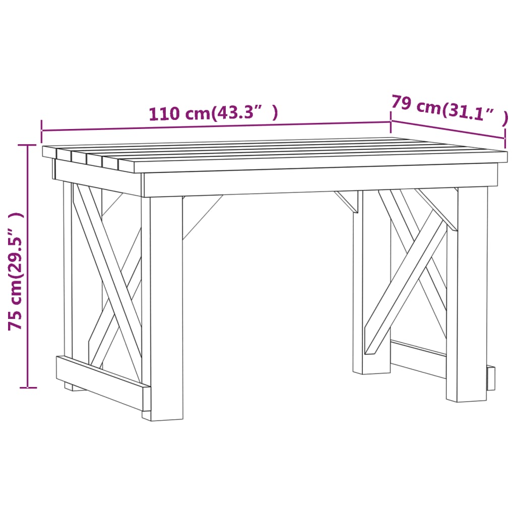 3 Piece Garden Dining Set Impregnated Pinewood