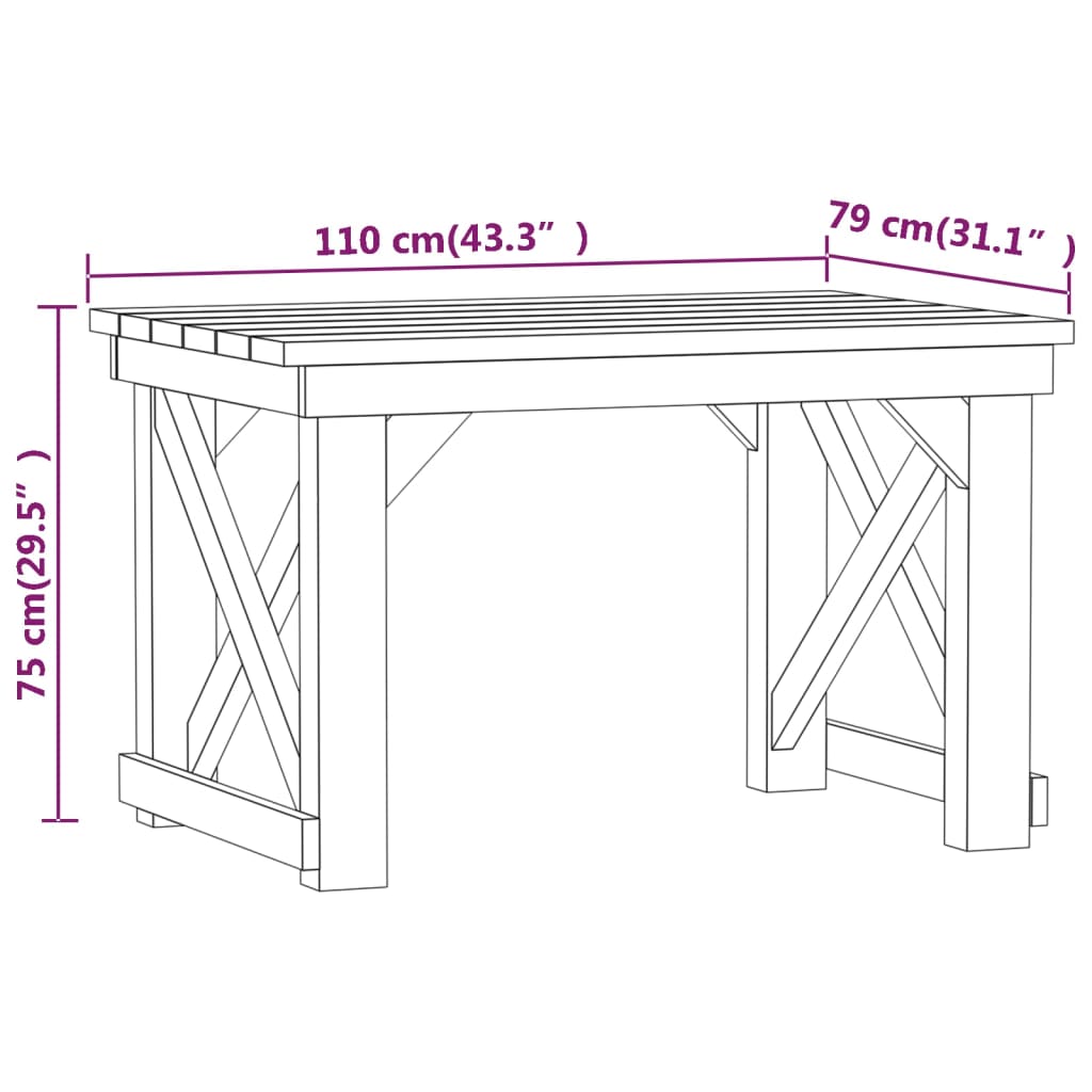 3 Piece Garden Dining Set Impregnated Pinewood