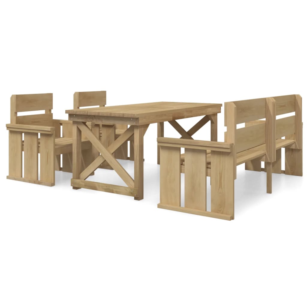 4 Piece Garden Dining Set Impregnated Solid Wood Pine