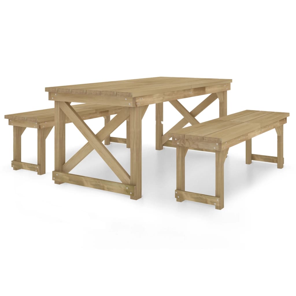 3 Piece Garden Dining Set Impregnated Solid Wood Pine