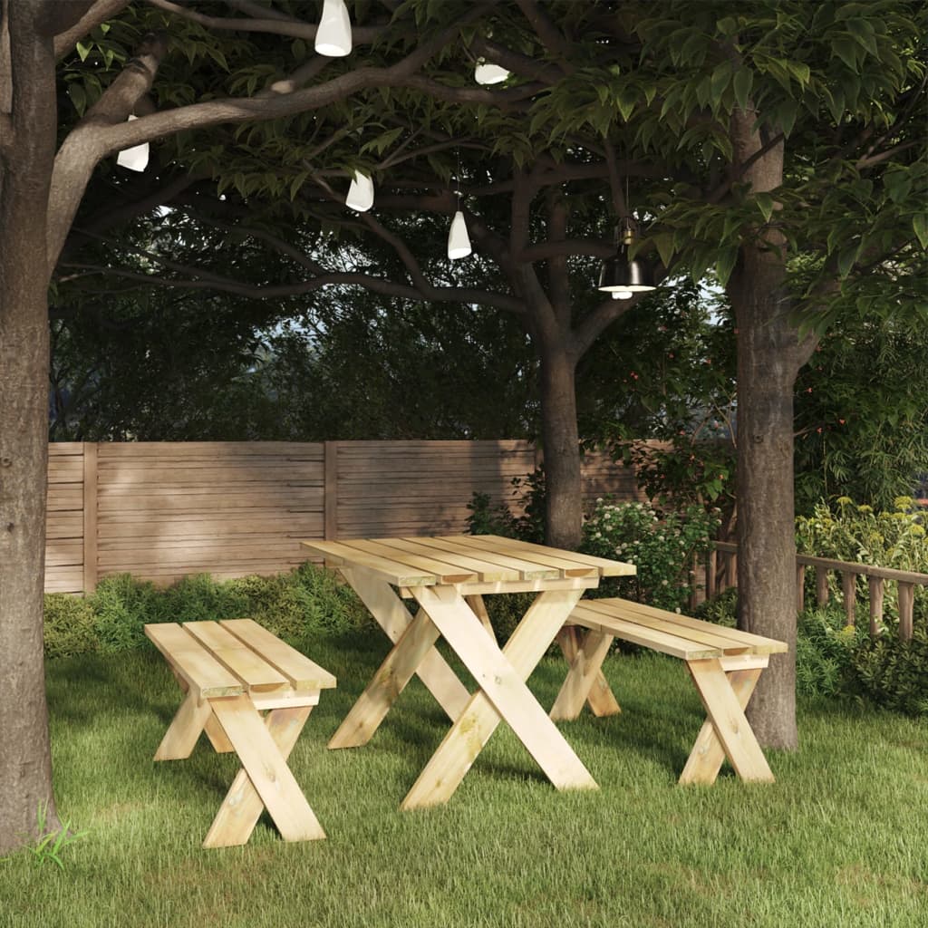 3 Piece Garden Dining Set Impregnated Pinewood