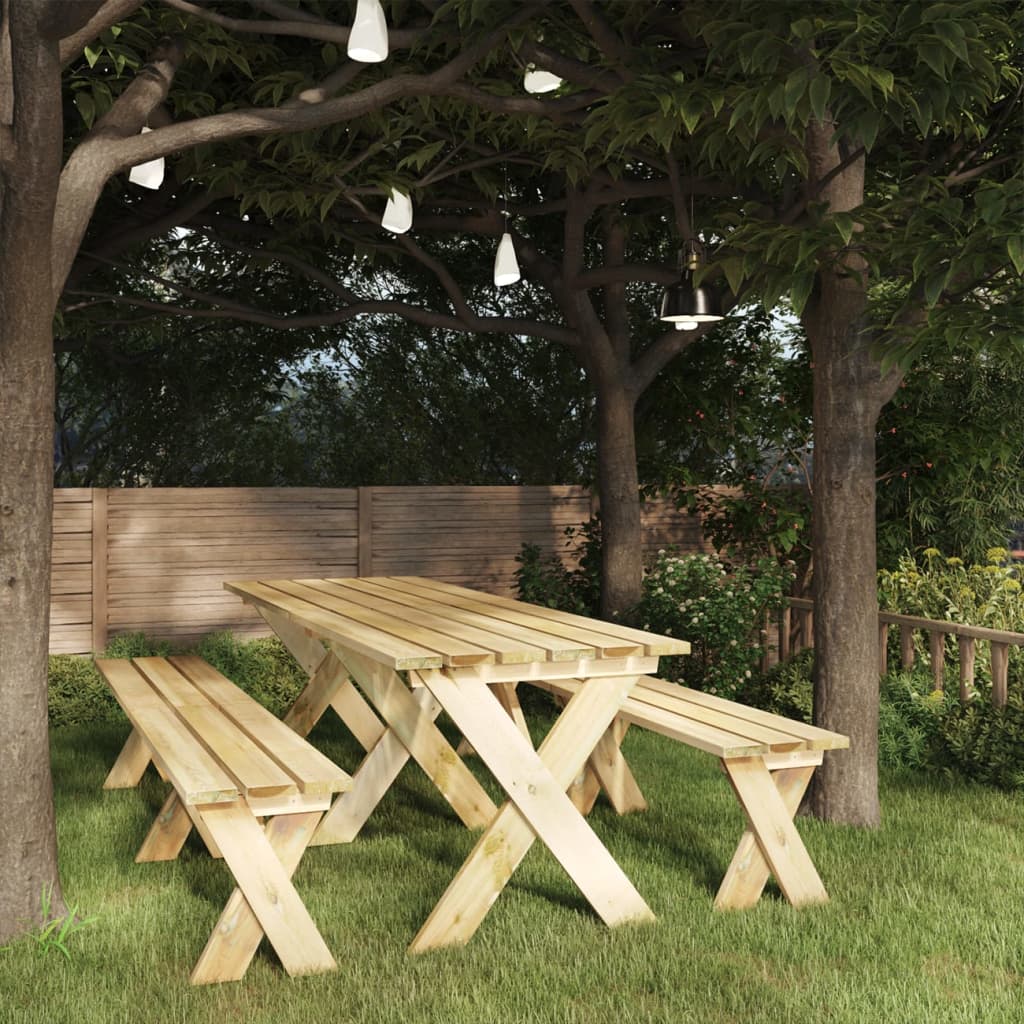 3 Piece Garden Dining Set Impregnated Pinewood