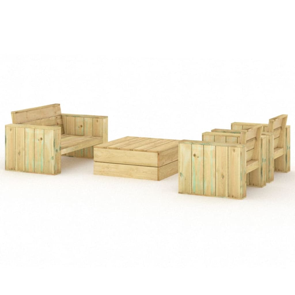 4 Piece Garden Lounge Set Impregnated Solid Wood Pine