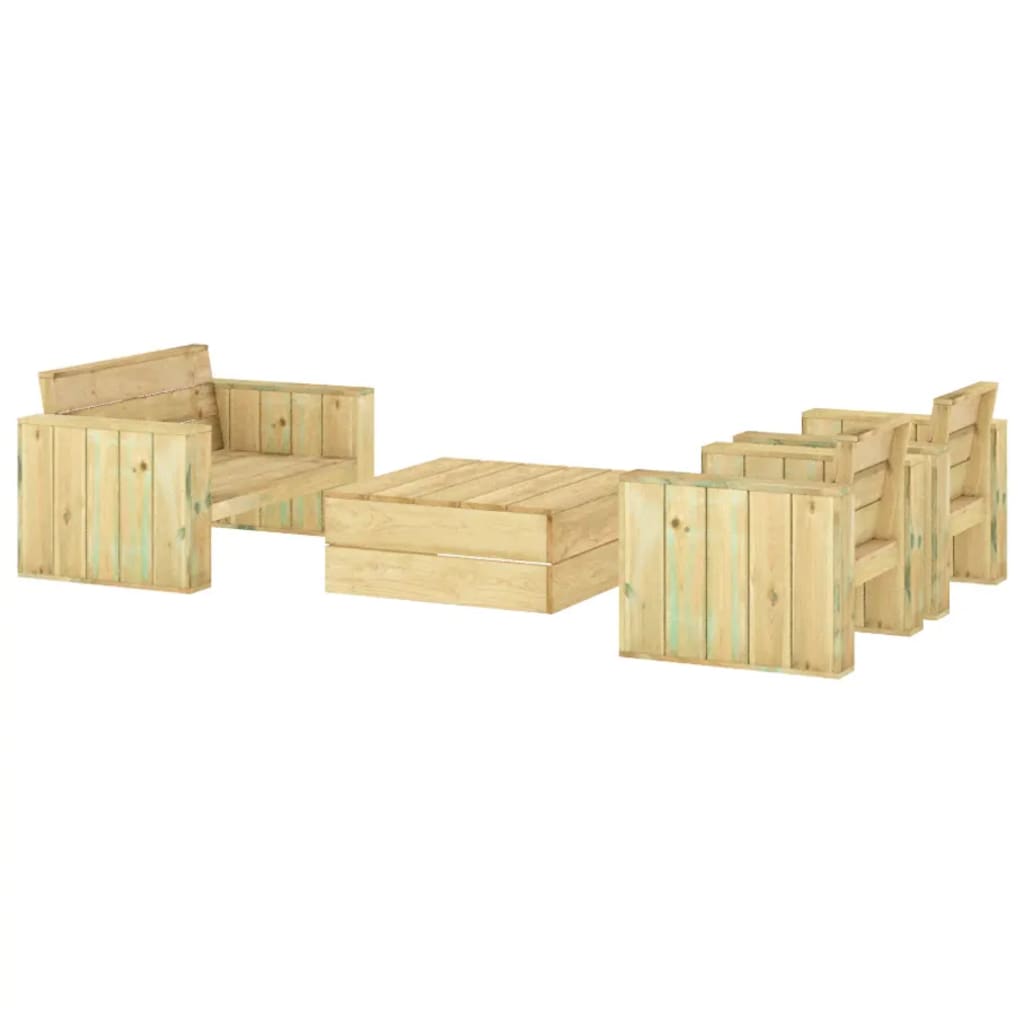 4 Piece Garden Lounge Set Impregnated Solid Wood Pine