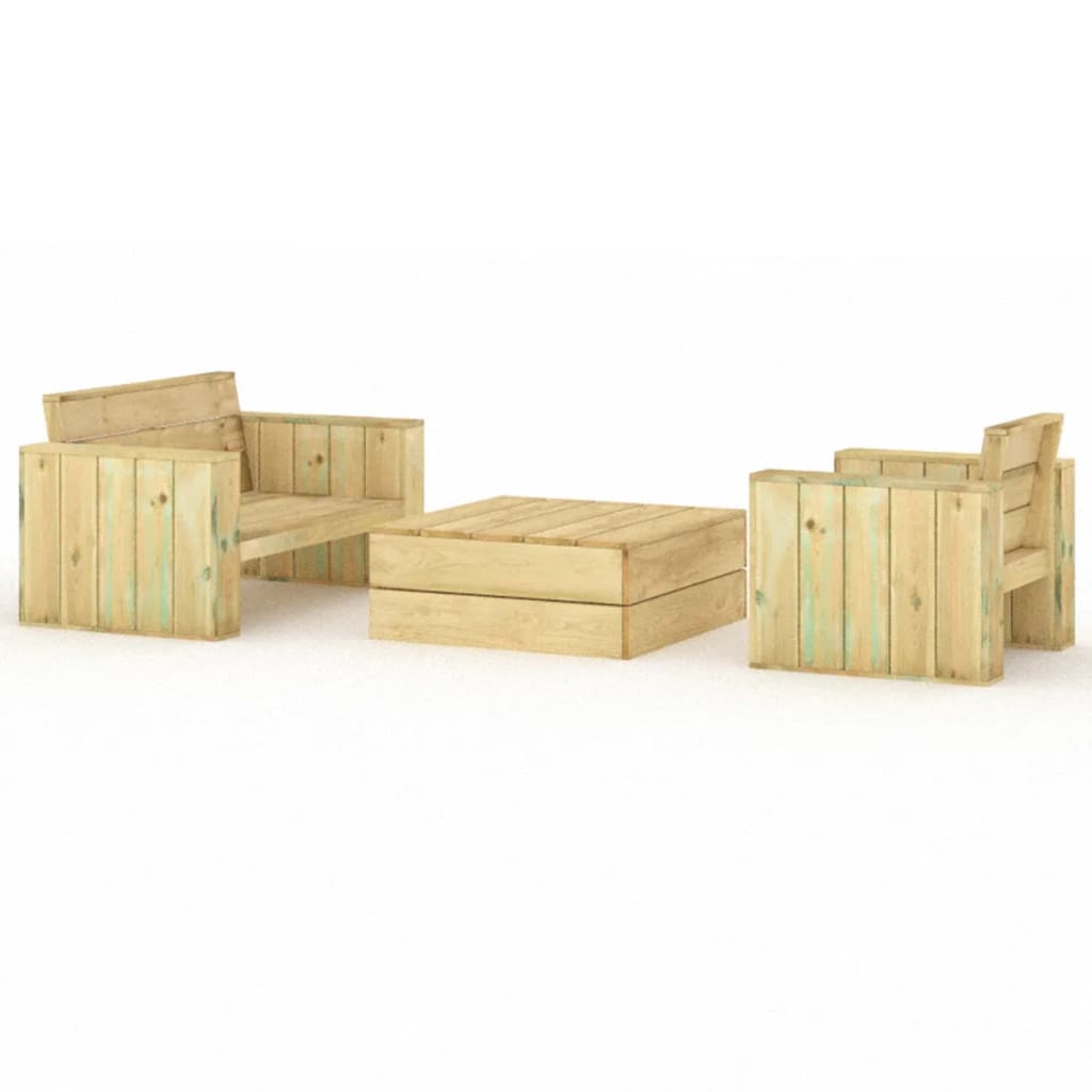 3 Piece Garden Lounge Set Impregnated Solid Wood Pine