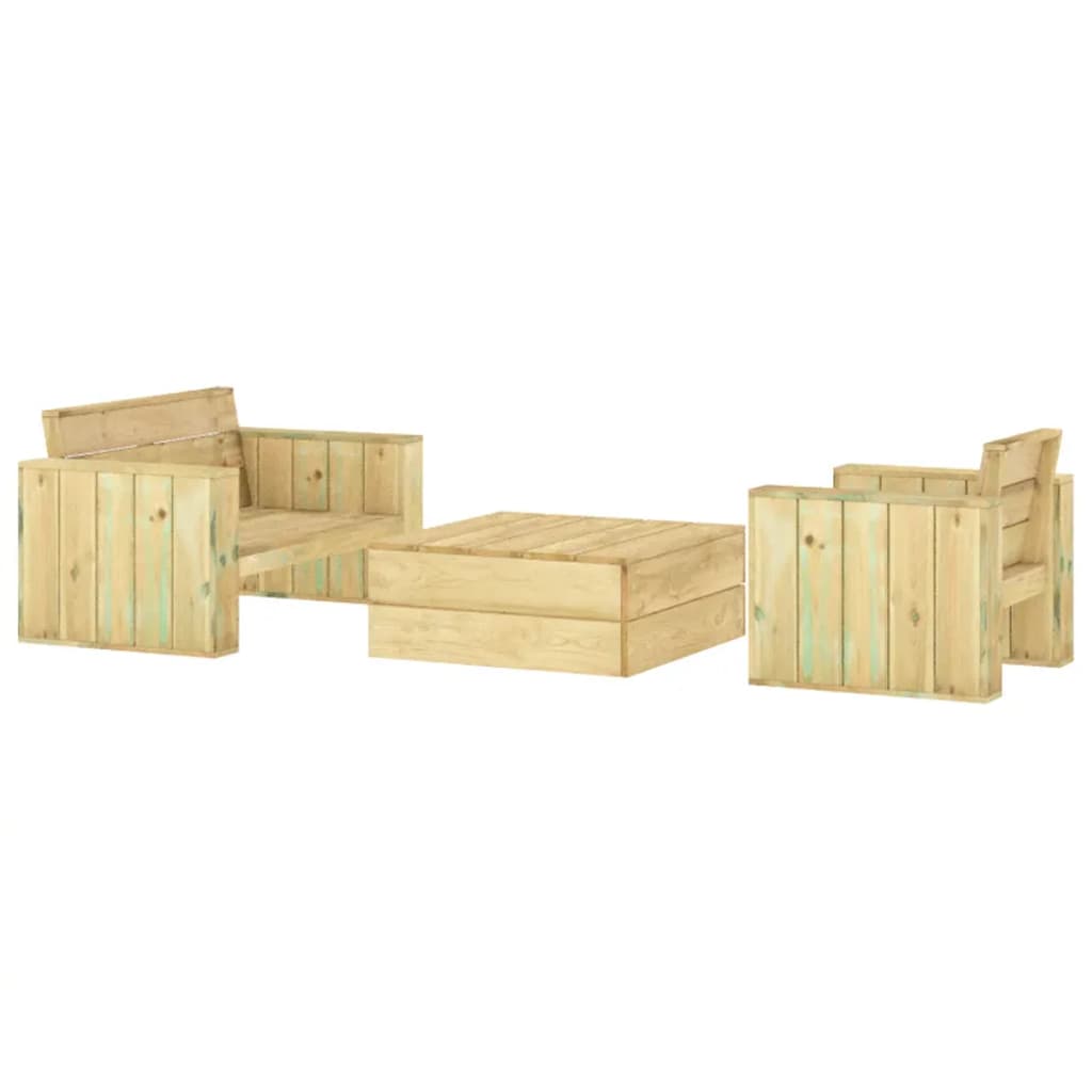 3 Piece Garden Lounge Set Impregnated Solid Wood Pine