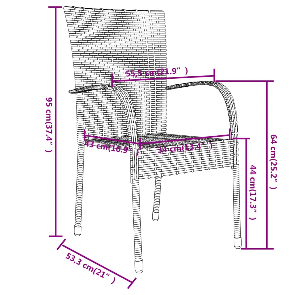 3 Piece Garden Dining Set Poly Rattan Black