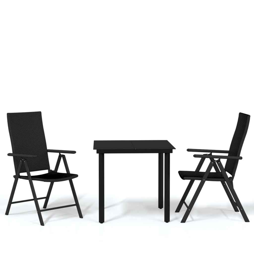 3 Piece Garden Dining Set Black