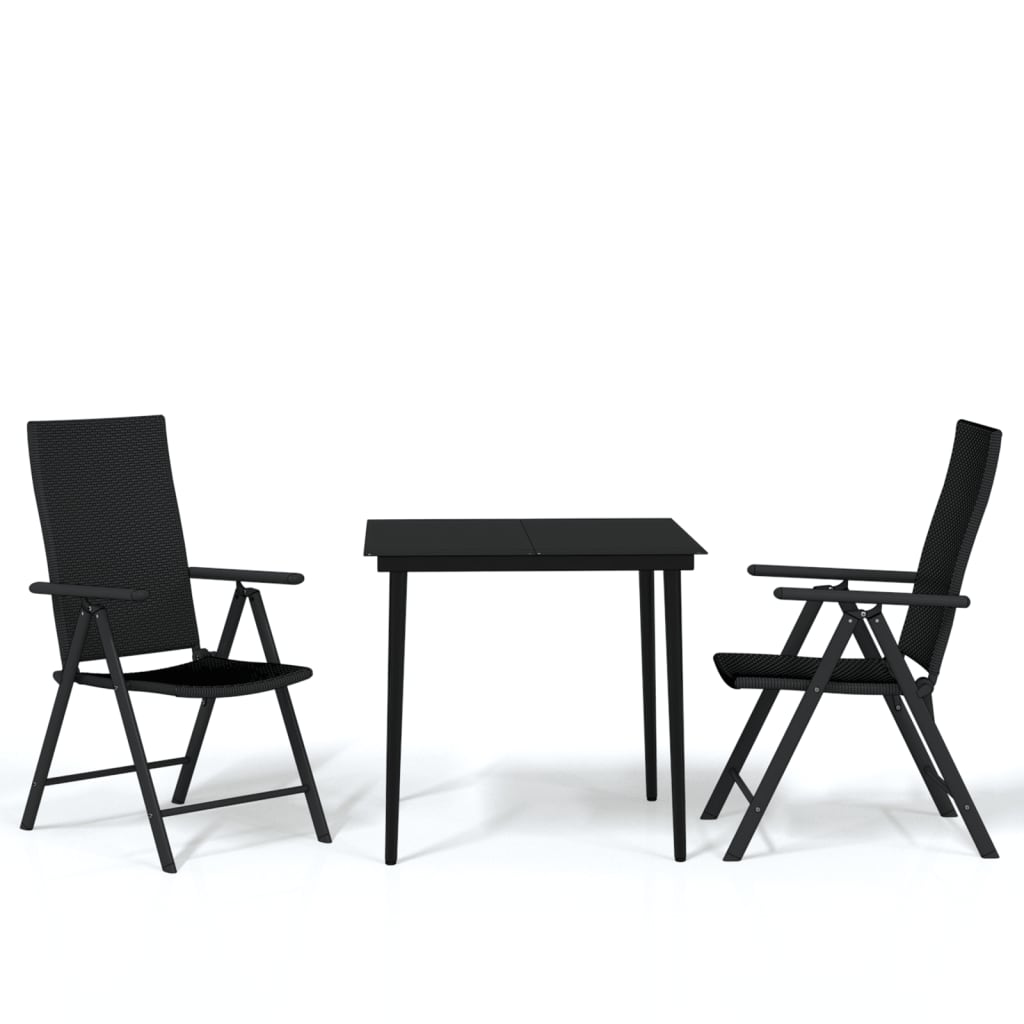 3 Piece Garden Dining Set Black