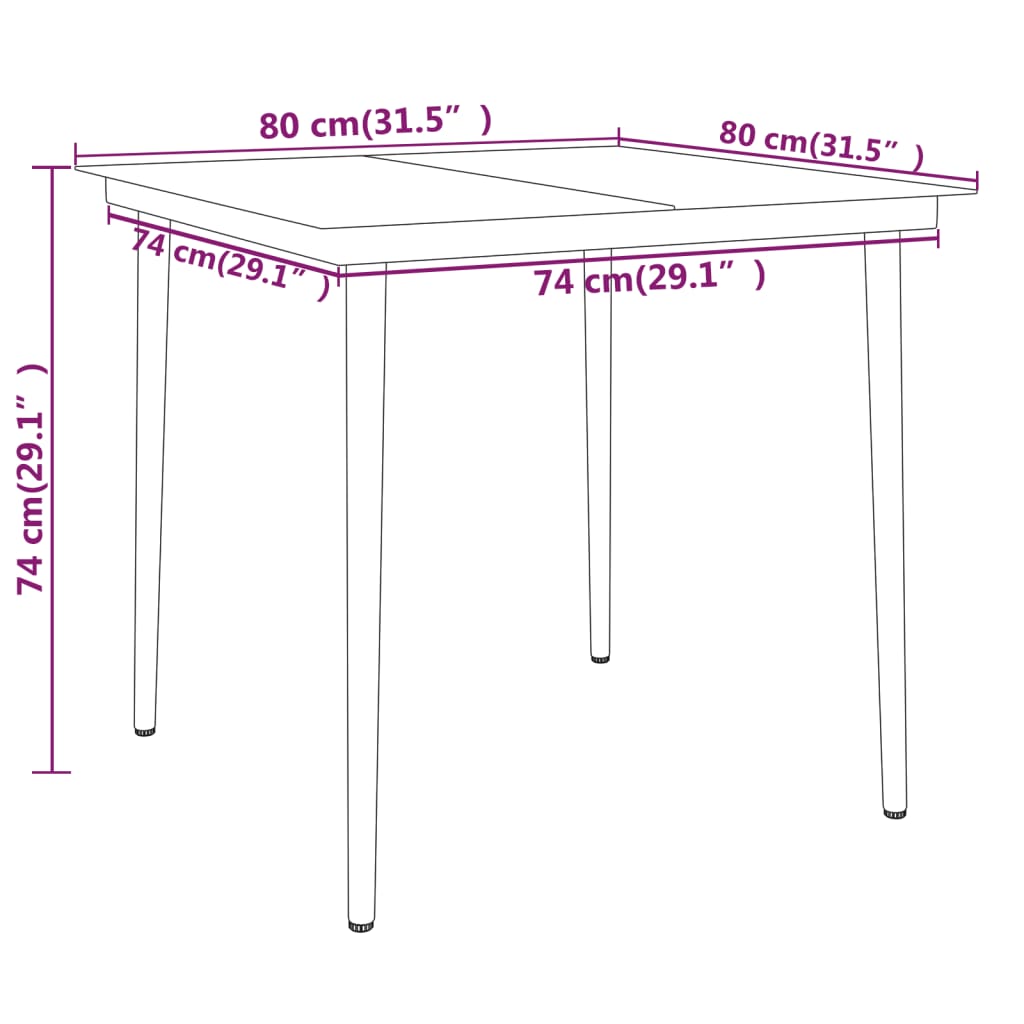 3 Piece Garden Dining Set Black