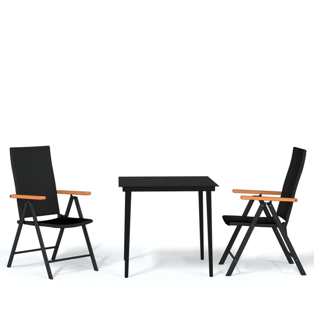 3 Piece Garden Dining Set Black