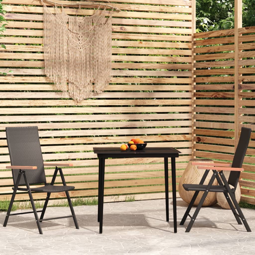 3 Piece Garden Dining Set Black