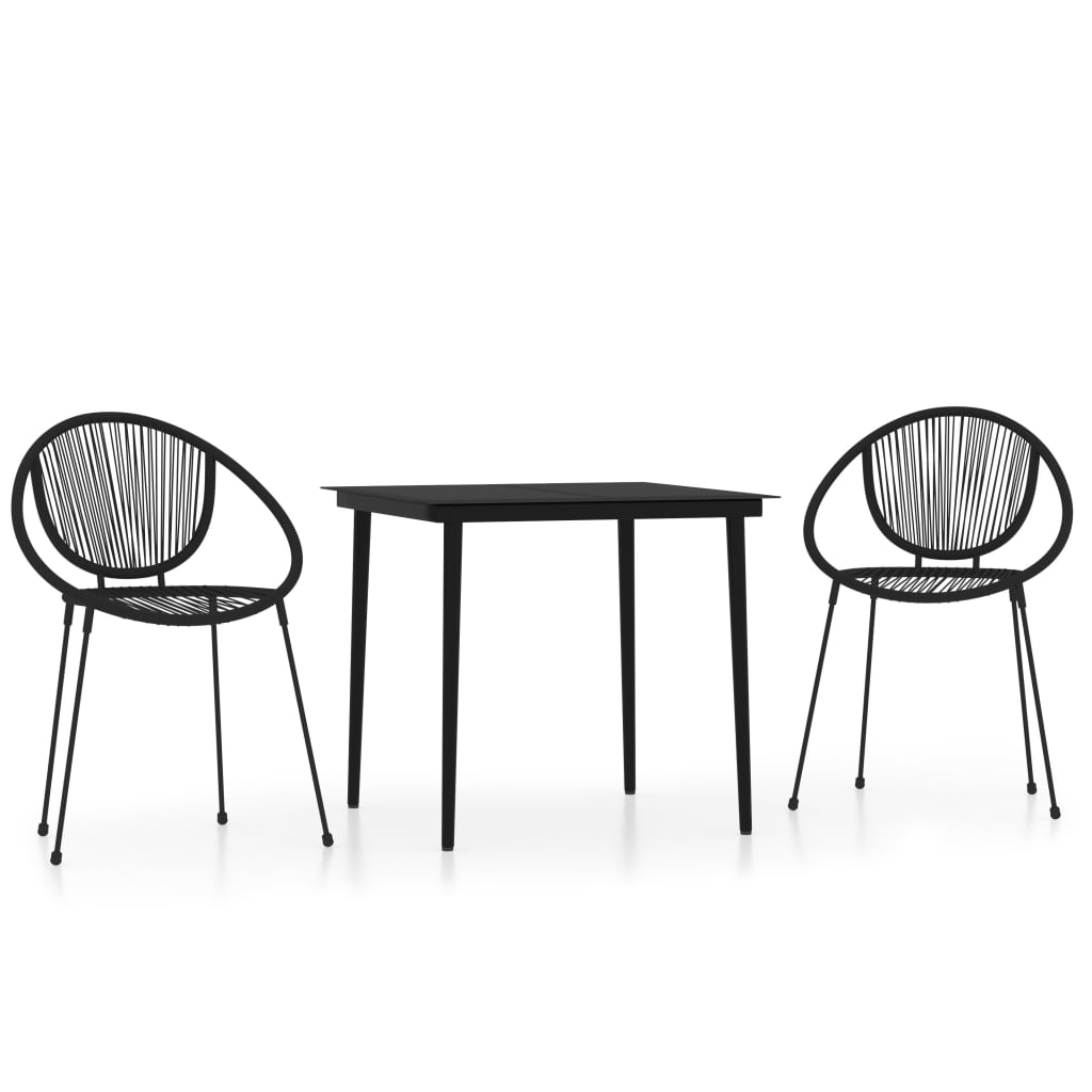 3 Piece Garden Dining Set Black