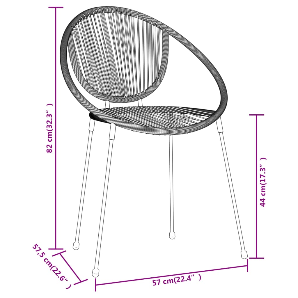 3 Piece Garden Dining Set Black