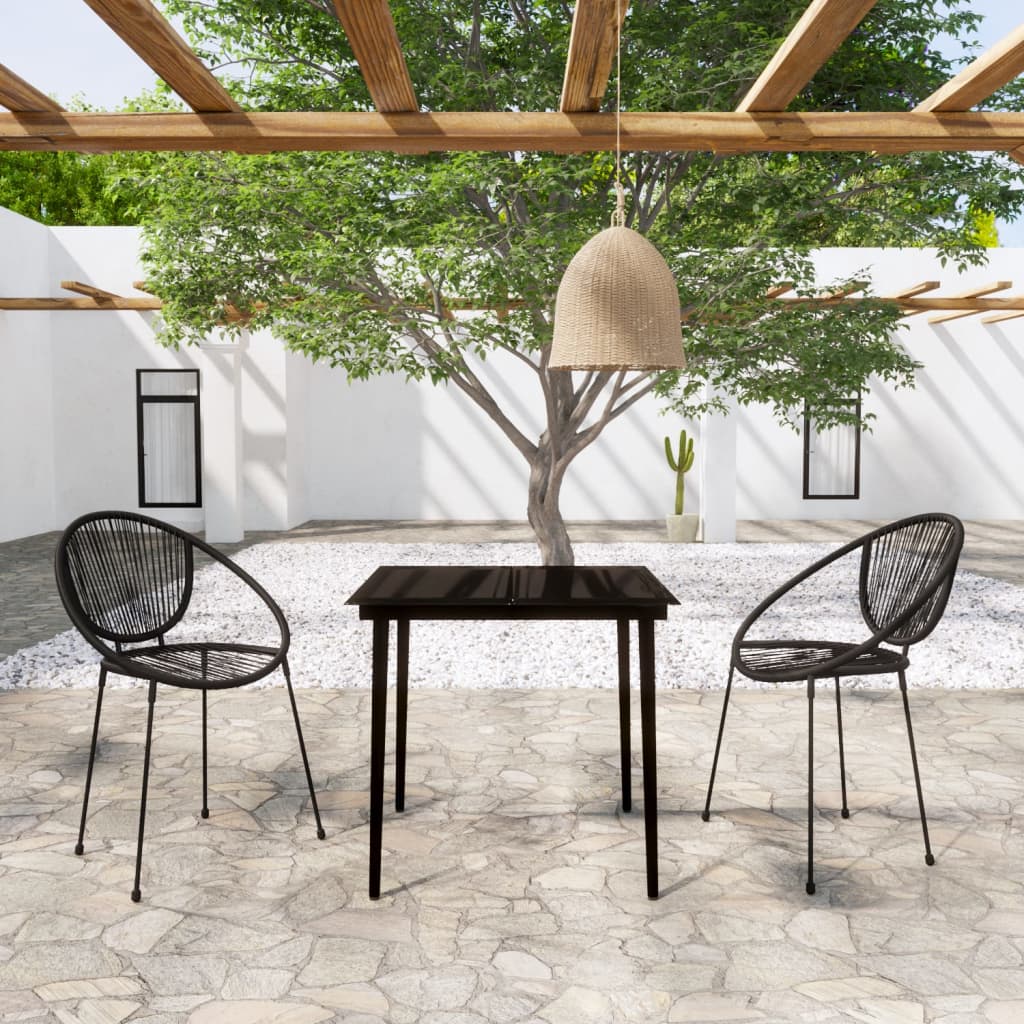 3 Piece Garden Dining Set Black