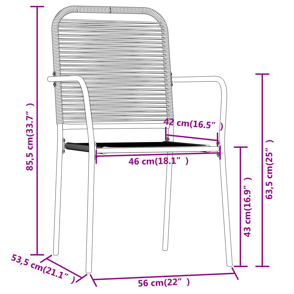 3 Piece Garden Dining Set Black