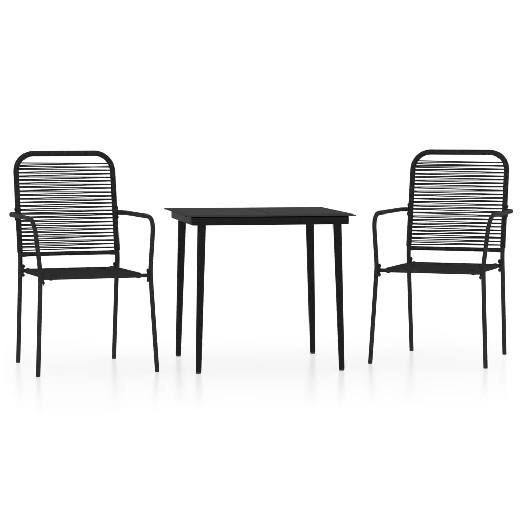 3 Piece Garden Dining Set Black