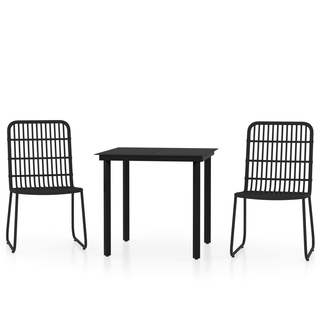 3 Piece Garden Dining Set Black