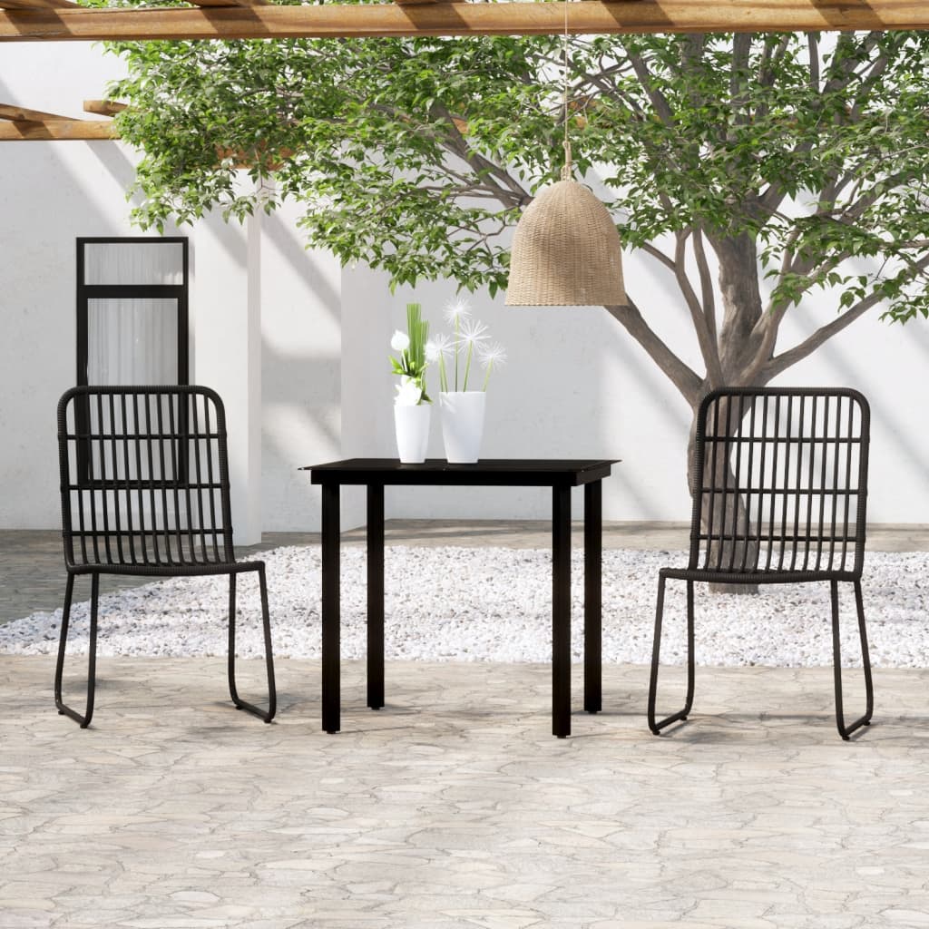 3 Piece Garden Dining Set Black