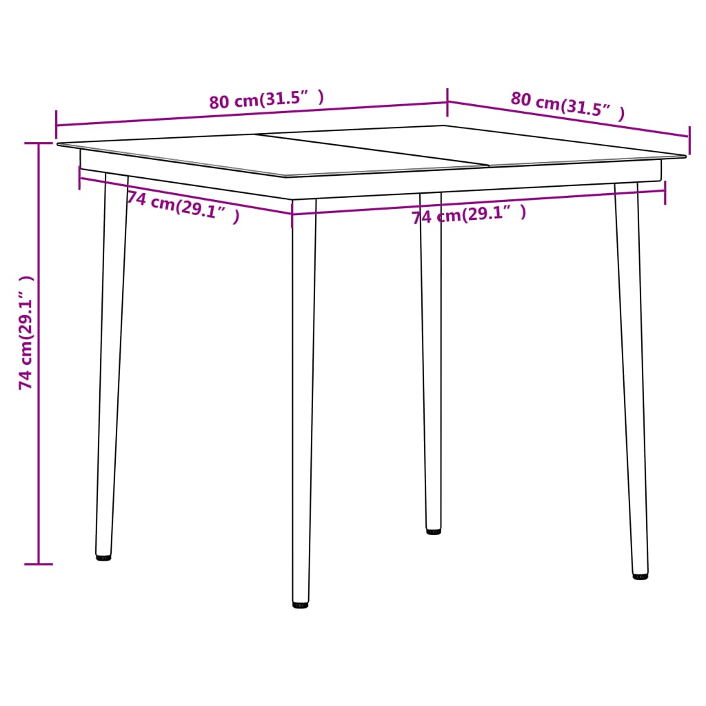 3 Piece Garden Dining Set Oak