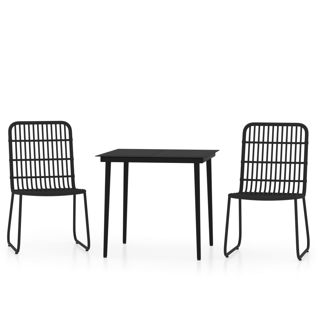 3 Piece Garden Dining Set Black