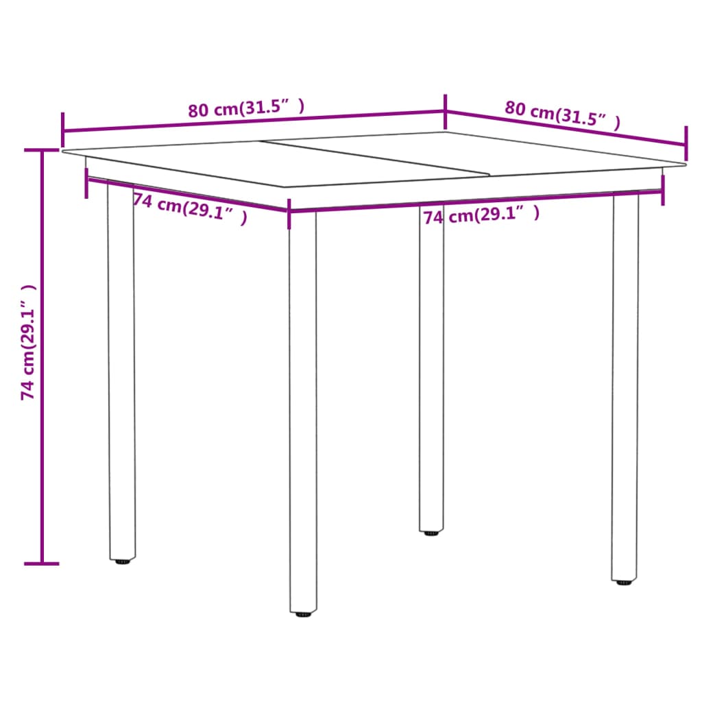 3 Piece Garden Dining Set Black