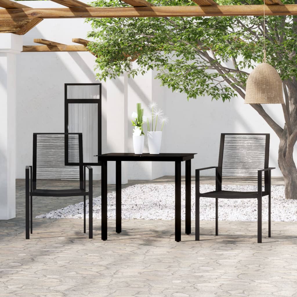 3 Piece Garden Dining Set Black