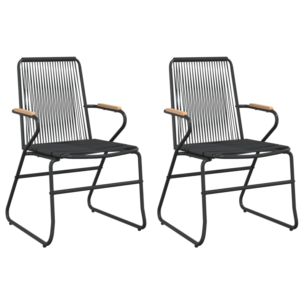 3 Piece Garden Dining Set Black PVC Rattan